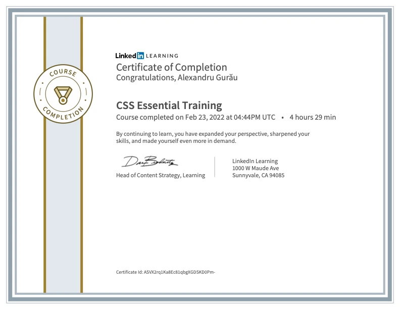 Certificate of completion