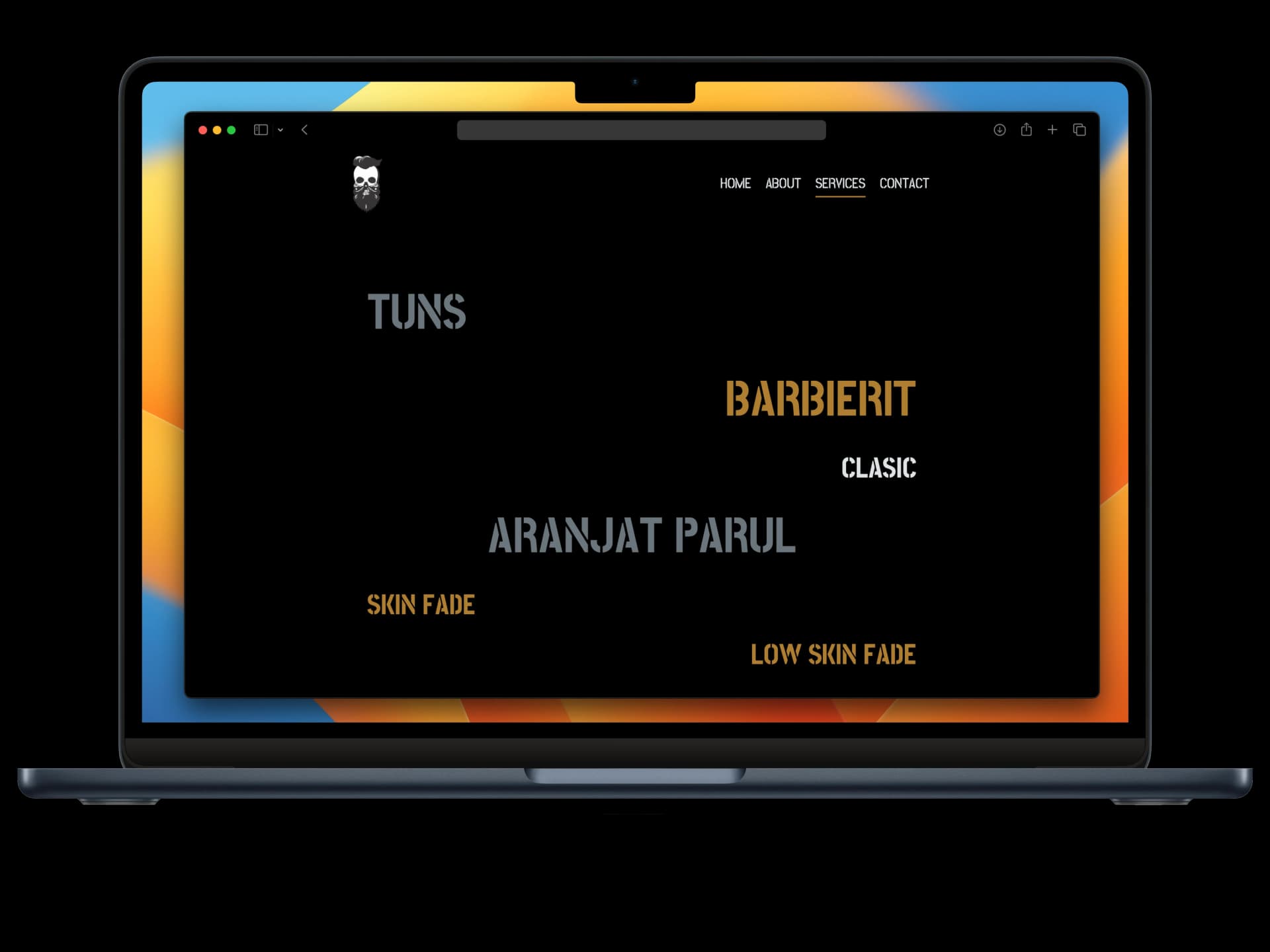 Barbershop website pe un laptop