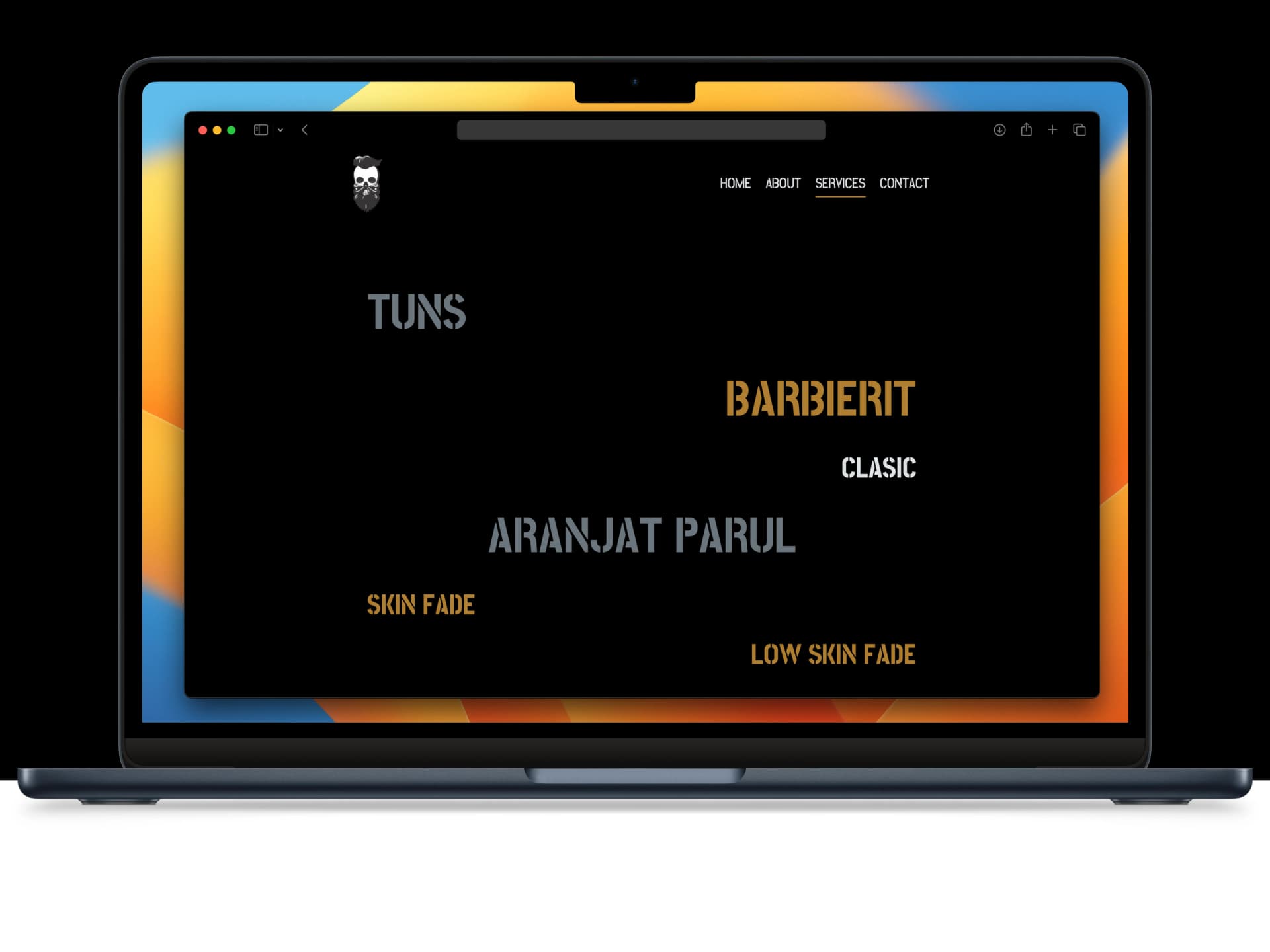 Barbershop website pe un laptop
